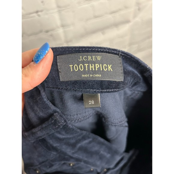 Women's J. Crew Toothpick Velour Pants SZ 26 - Picture 3 of 3